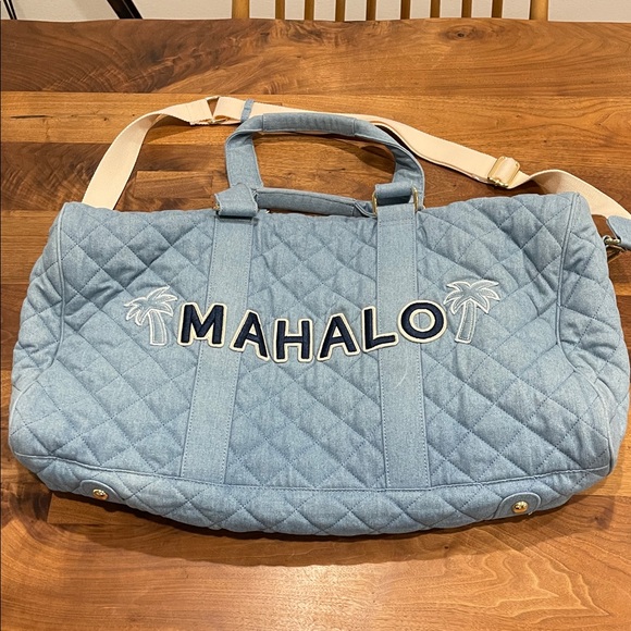 Stoney Clover Lane Handbags - Stoney Clover Blue Quilted Tote Bag with 'MAHALO' Embroidery